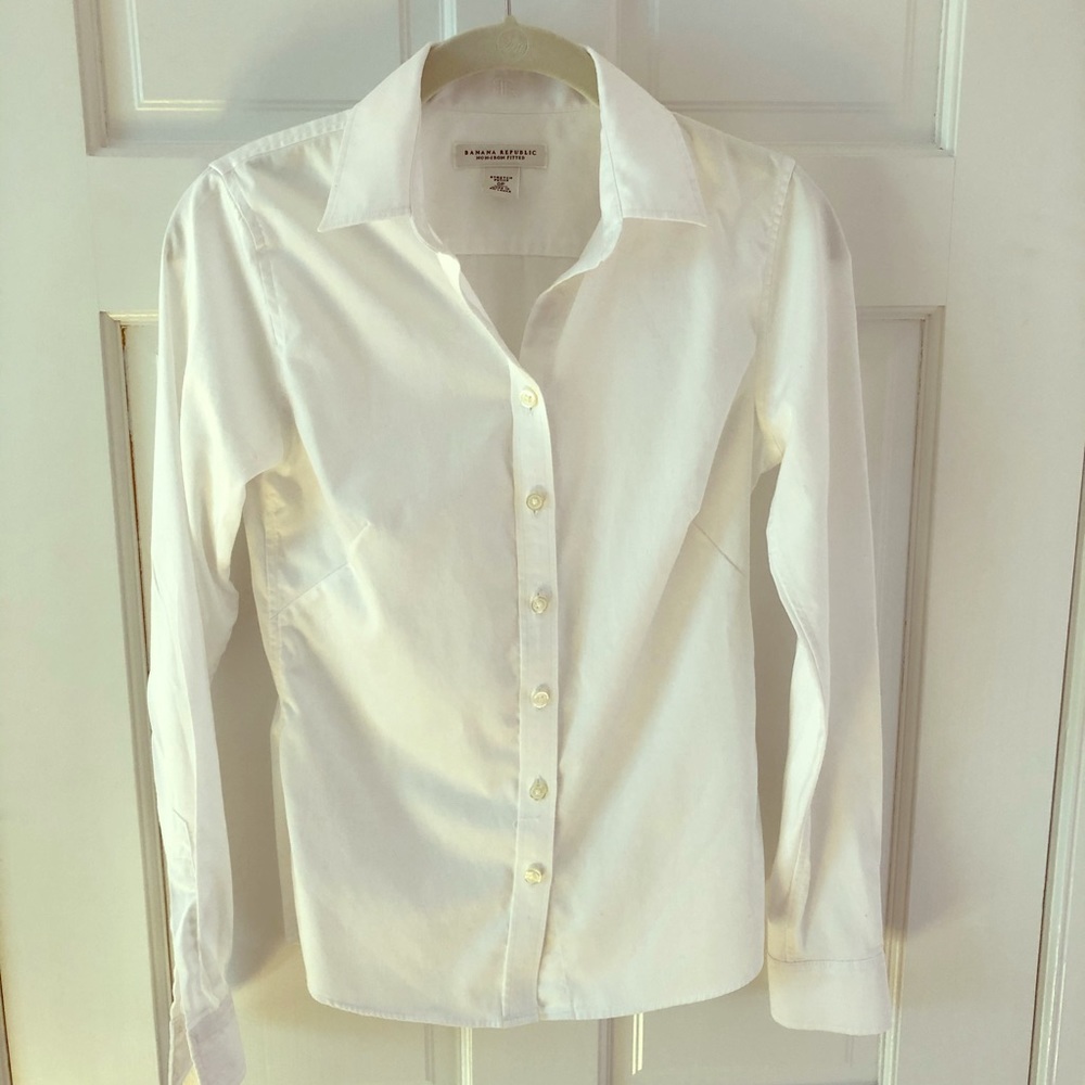 Banana Republic white no iron fitted shirt